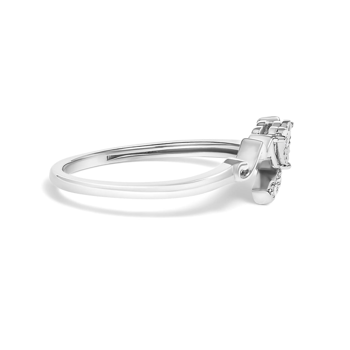 .925 Sterling Silver Diamond Accent "MOM" Heart Ring (J-K Color, I2-I3 Clarity)-1