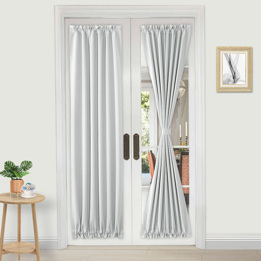 DWCN French Blackout Door Curtains, 1 Curtain Panel with Tieback-0
