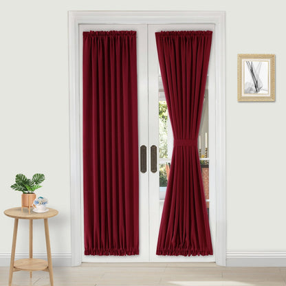 DWCN French Blackout Door Curtains, 1 Curtain Panel with Tieback-11