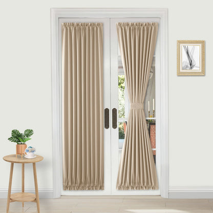 DWCN French Blackout Door Curtains, 1 Curtain Panel with Tieback-8