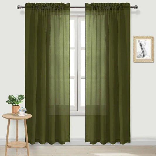 DWCN Rod Pocket Sheer Curtains, Set of 2 Panels-10
