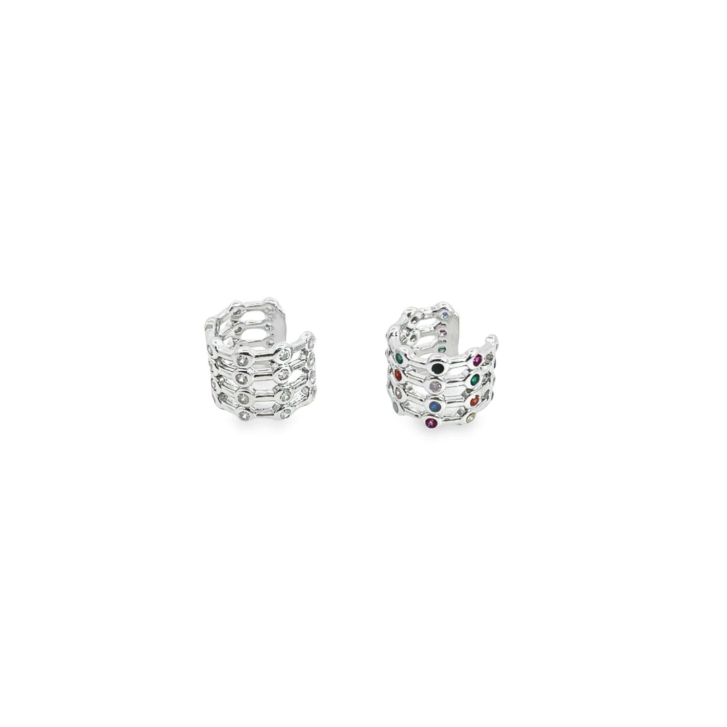 CZ Clear and Multicolor Ear Cuffs-2