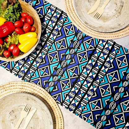 Handmade Table Runner and Set of 8 Napkins | African Print "Mudcloth" Bogolan Inspired Print Made from 100% African Print Fabric (Copy)-1