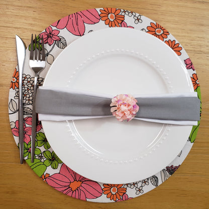 Charlo's Set of 4 Round Placemats Covers  Nina's Gardens 14 Dia inch-4