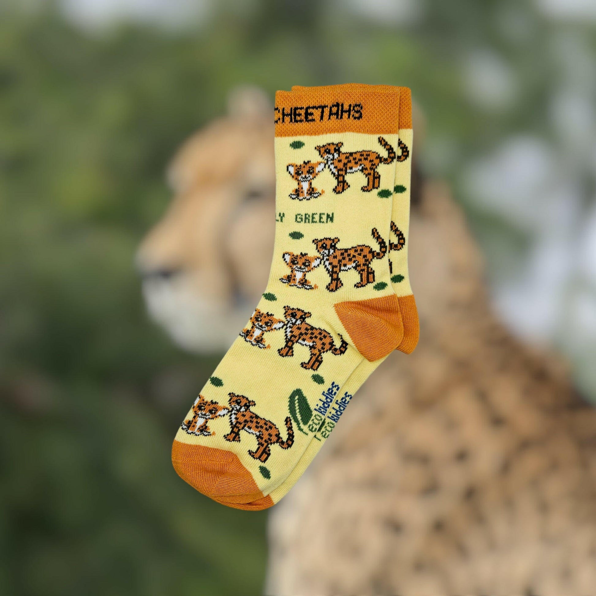 CARING CHEETAHS ORGANIC COTTON KIDS SOCKS-1