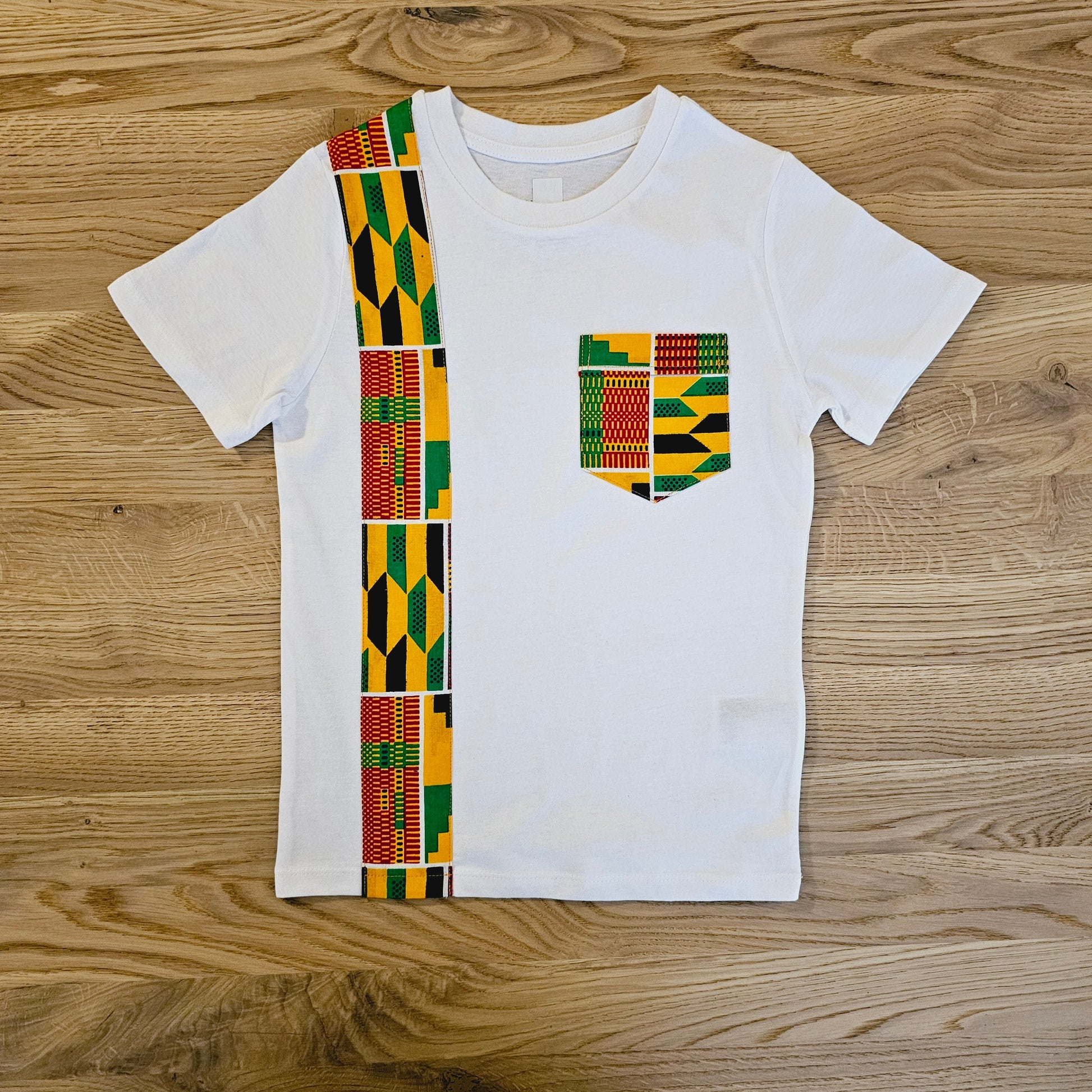 Kids T-shirt with African Ankara Print Detail | 100% cotton-0
