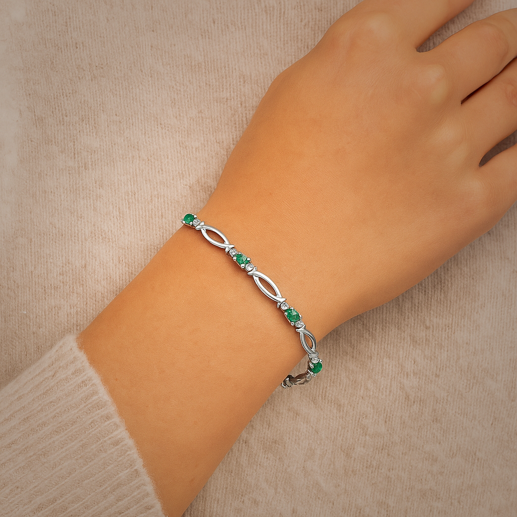 Emerald Tennis Bracelet – 925 Sterling Silver-0