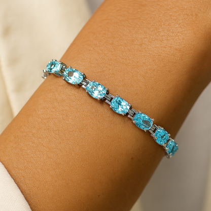 Blue Topaz Tennis Bracelet – 925 Sterling Silver-1