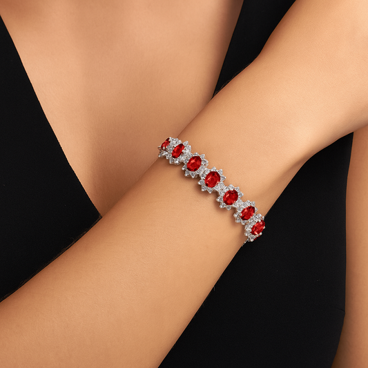 Garnet Tennis Bracelet – 925 Sterling Silver-0
