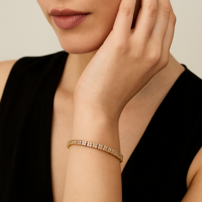 Champagne Diamond Tennis Bracelet – 925 Sterling Silver-1