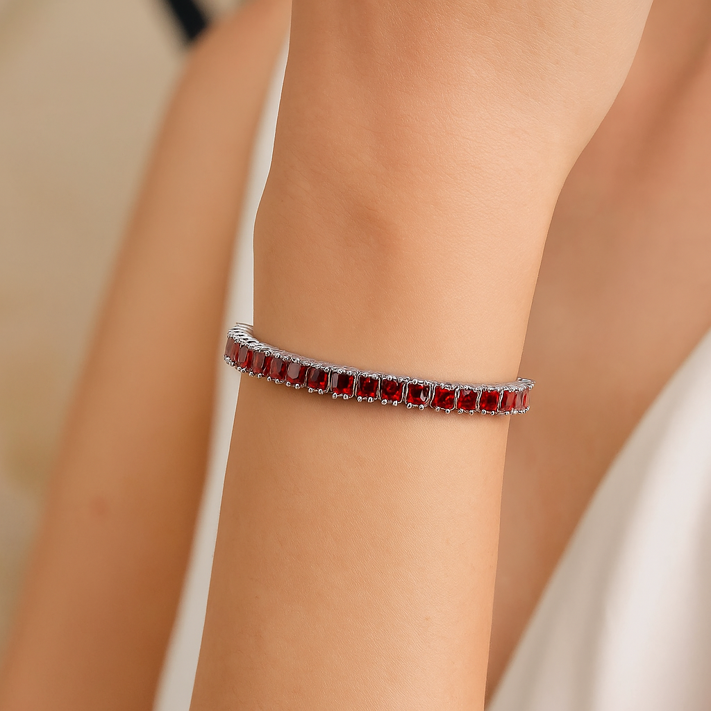 Garnet Tennis Bracelet – 925 Sterling Silver-1