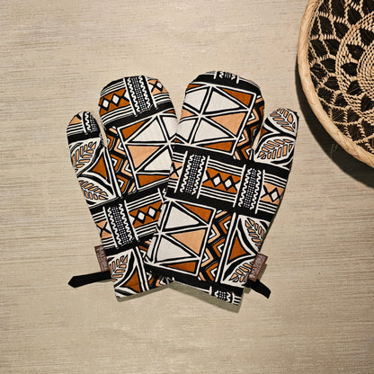 Handmade Apron and Matching Oven Gloves Set | 100% Cotton African Print Fabric-1