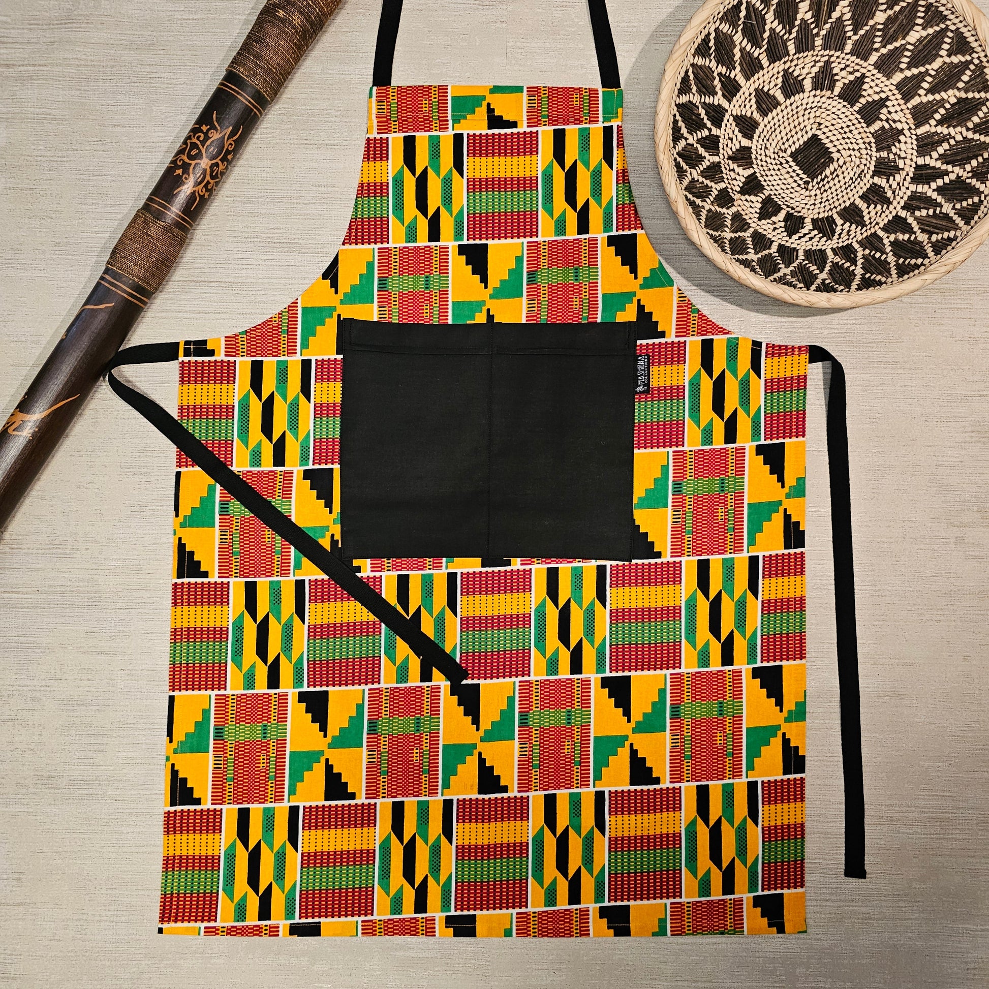 Handmade Apron and Matching Oven Gloves Set | 100% Cotton African Print Fabric-1