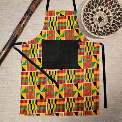 Handmade Apron and Matching Oven Gloves Set | 100% Cotton African Print Fabric-1