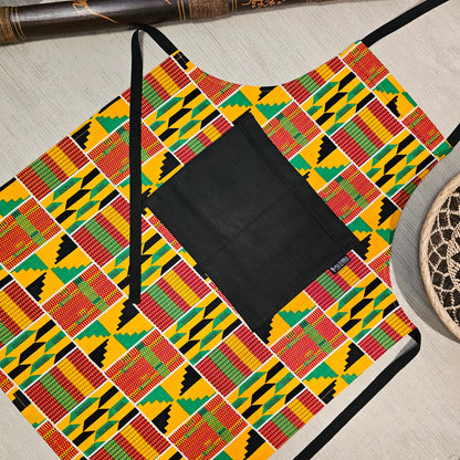 Handmade Apron and Matching Oven Gloves Set | 100% Cotton African Print Fabric-2