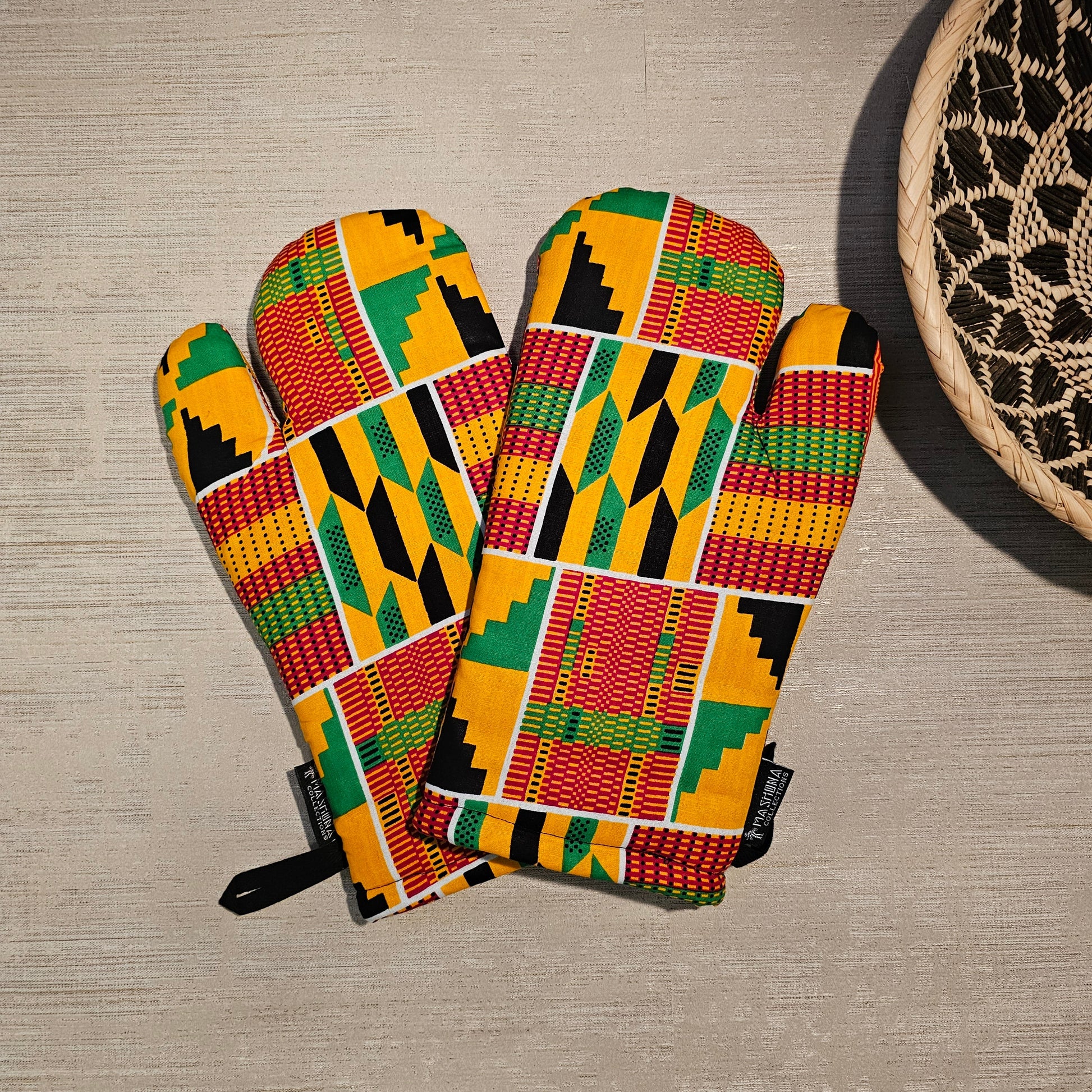 Handmade Apron and Matching Oven Gloves Set | 100% Cotton African Print Fabric-4