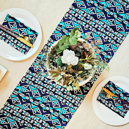Handmade Table Runner and Set of 8 Napkins | African Print "Mudcloth" Bogolan Inspired Print Made from 100% African Print Fabric (Copy)-0