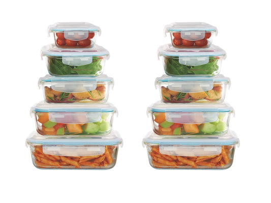 20-Piece Glass Food Storage Containers with Airtight Locking Lids (10 Containers + 10 Lids)-0