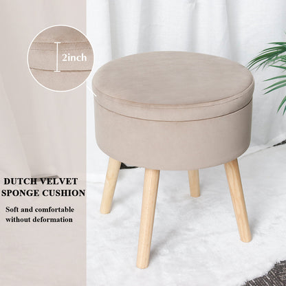 17.5"H Round Velvet Tufted Footrest Stool Ottoman-1