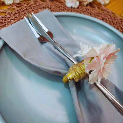 Charlo's Pink Cherry Blossom Message Napkin Rings Good Vibes Funny for Party Wedding Dinner Table Decor-1