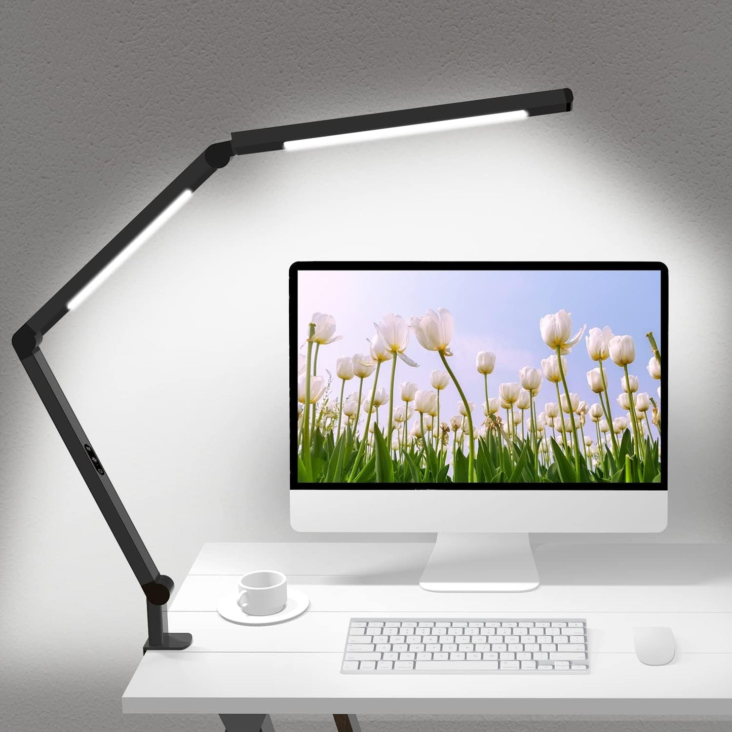 LED Desk Lamp with Clamp, Architect Desk Lamp with Dual Light and Adjustable Swing Arm, Clip-On Eye-Care 4 CCT Modes & 5 Brightness Levels Table Light Modern Computer Lighting for Home Office-0