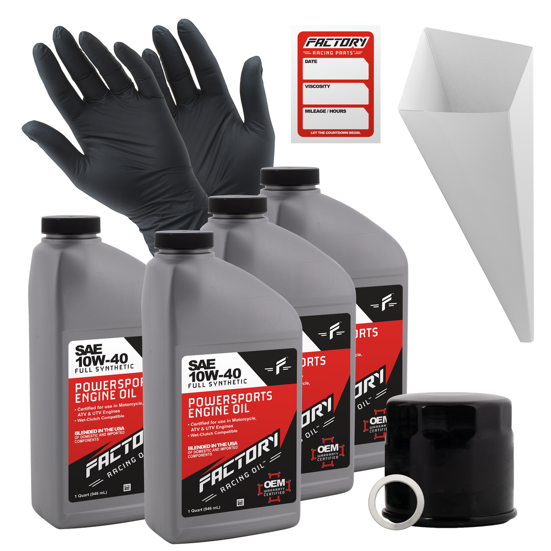 10W-40 Full Synthetic 4 Quart Oil Change Kit For Kawasaki KAF950 Mule 2510/3010/4010-0