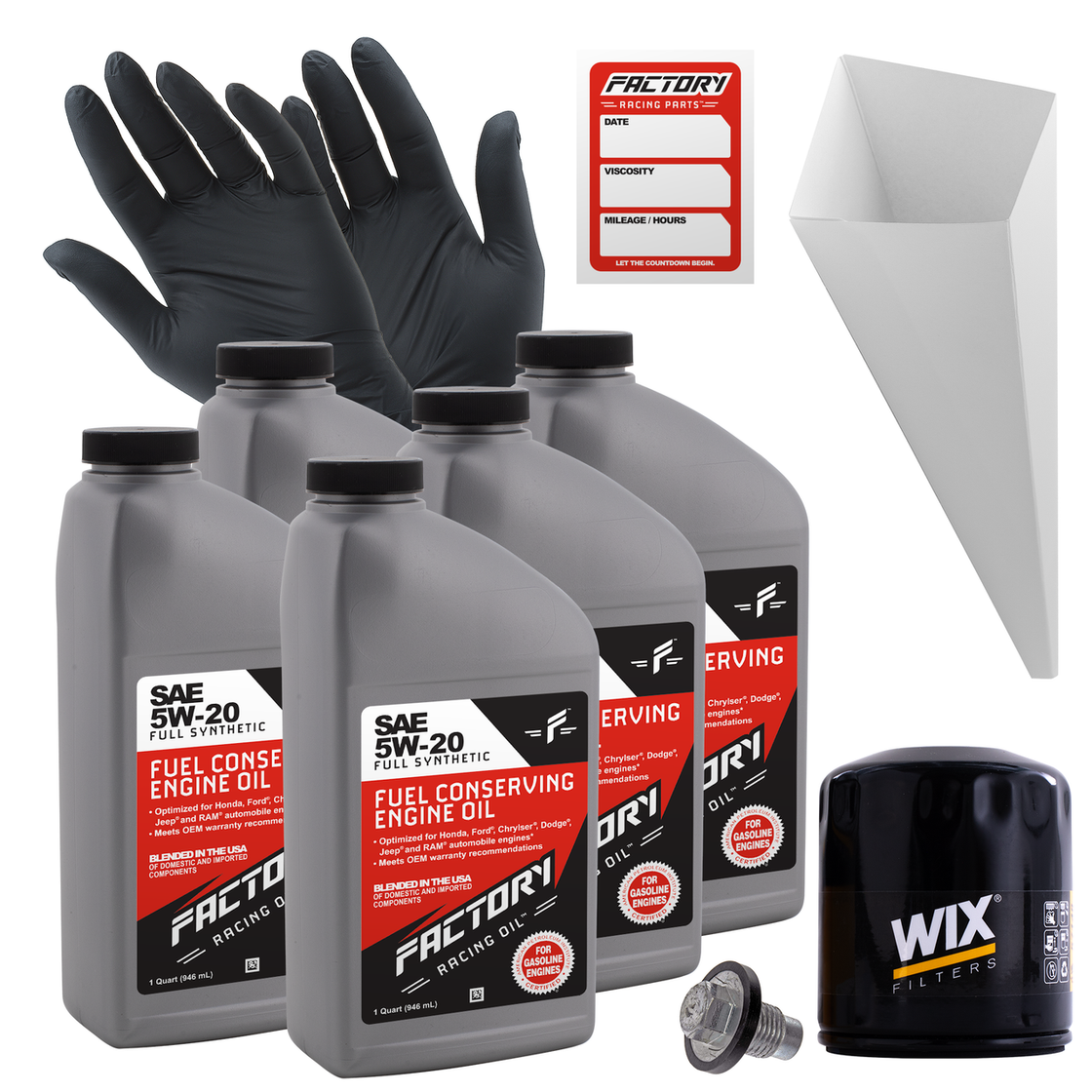 Oil Change Kit For Dodge Grand Caravan 3.3L 2001-2002 / 3.8L 2004-2010, Neon 2.0L 2004-2005 5W-20 Full Synthetic Oil - 5 Quarts-0