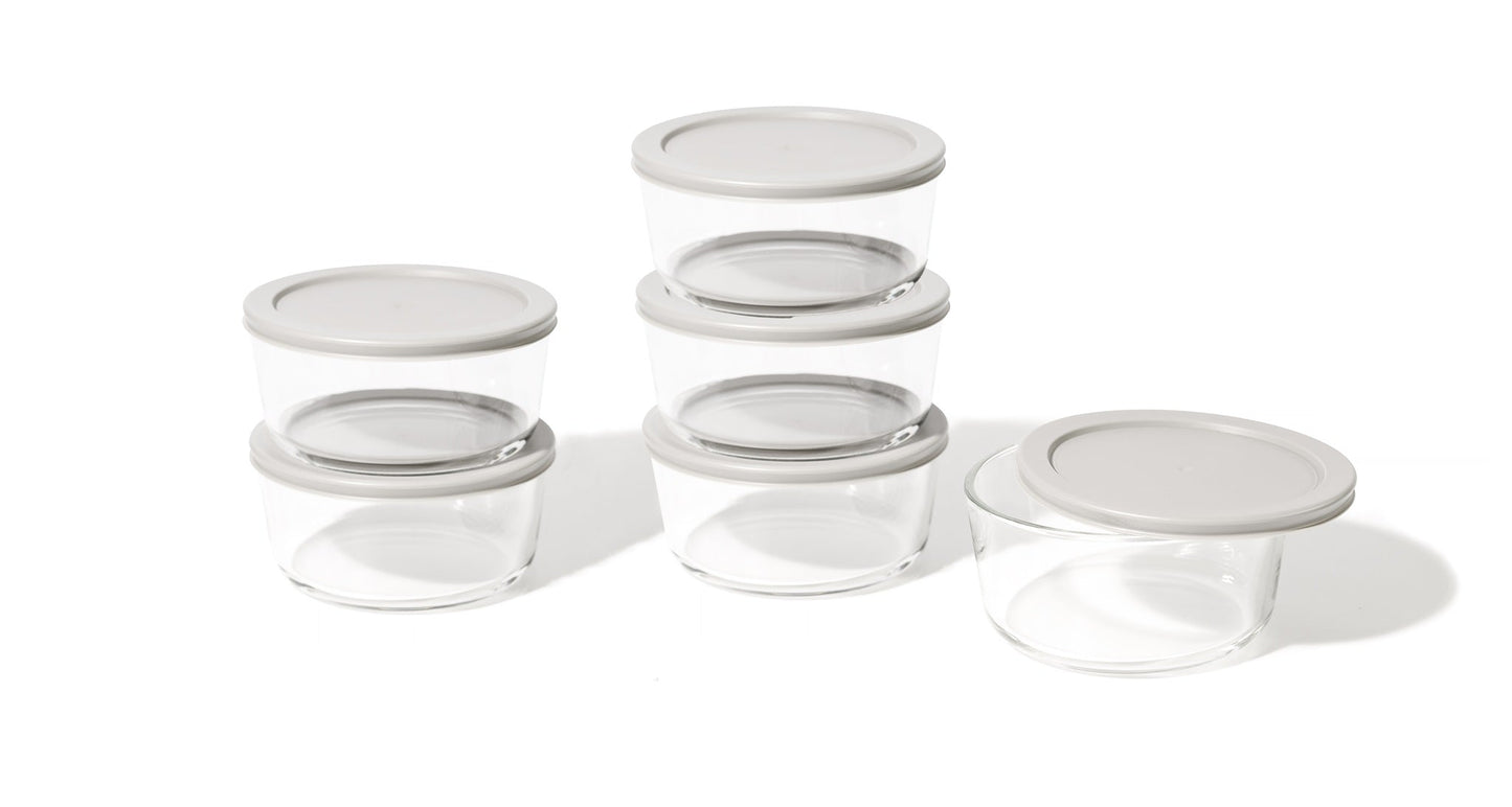 12 Piece (4 Cup / 32oz) Round Glass Food Storage Container Set (6 Containers + 6 Lids) with Bonus Lids-4