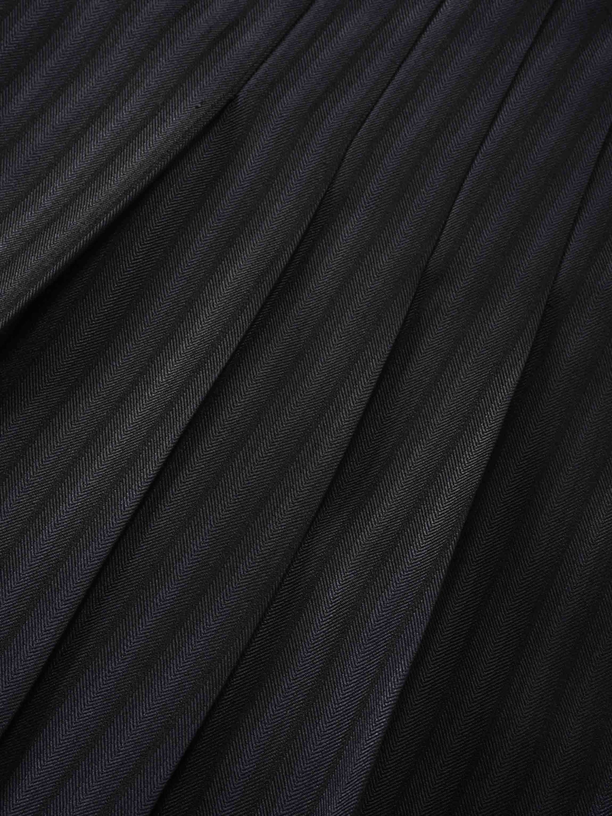 Herringbone Front Pleat Skirt-Grey/Black-4