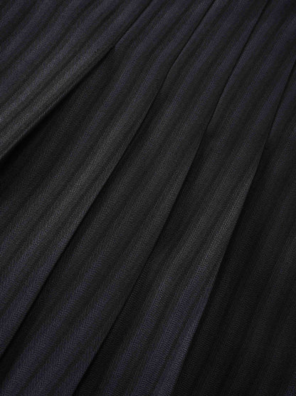 Herringbone Front Pleat Skirt-Grey/Black-4