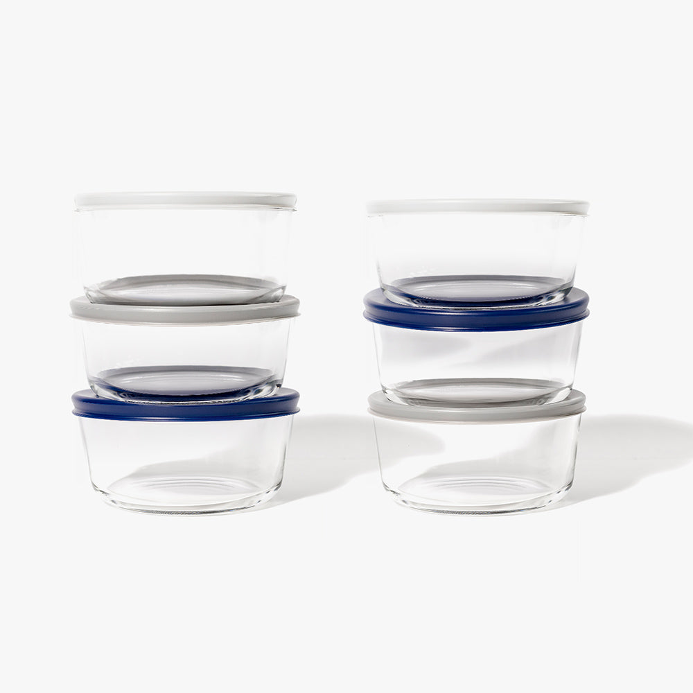12 Piece (4 Cup / 32oz) Round Glass Food Storage Container Set (6 Containers + 6 Lids) with Bonus Lids-4