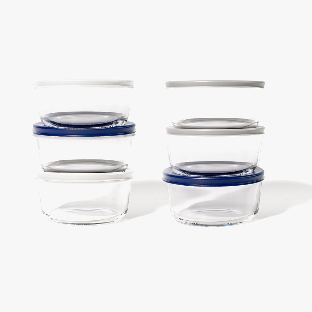 12 Piece (4 Cup / 32oz) Round Glass Food Storage Container Set (6 Containers + 6 Lids) with Bonus Lids-3