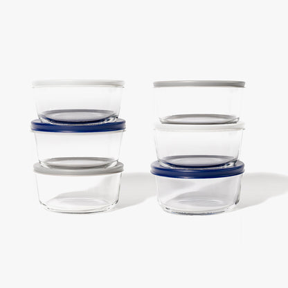 12 Piece (2 Cup / 16oz) Round Glass Food Storage Container Set (6 Containers + 6 Lids) with Bonus Lids-4