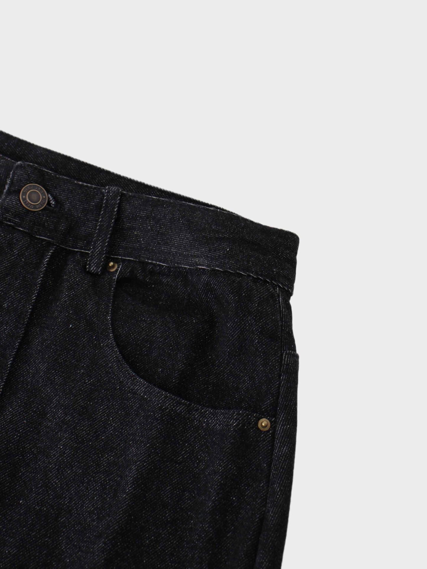 Denim Seamed Skirt-Deep Black-4