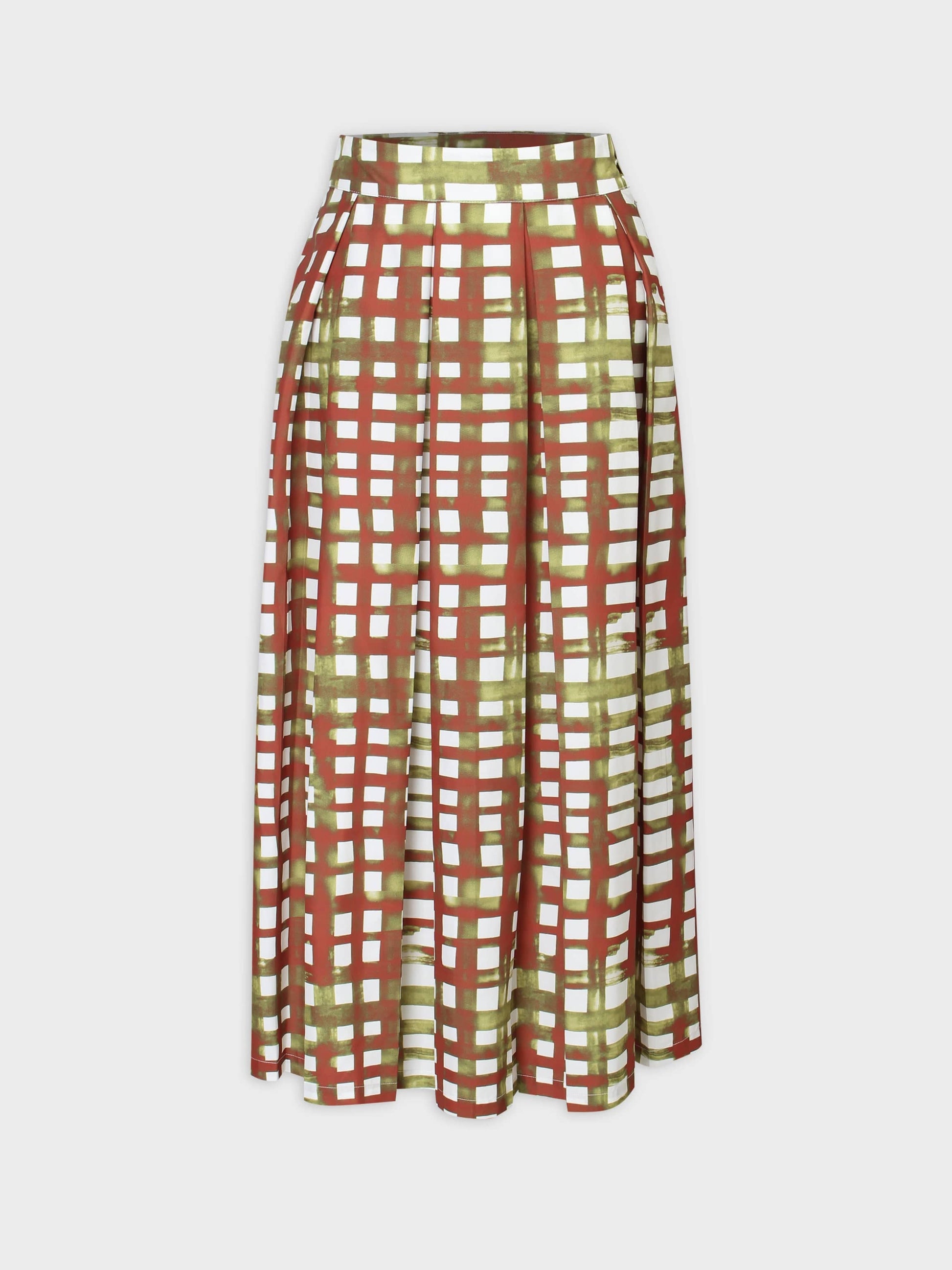 Box Pleat Skirt-Ombre Plaid-2