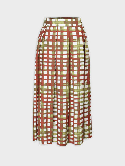 Box Pleat Skirt-Ombre Plaid-2
