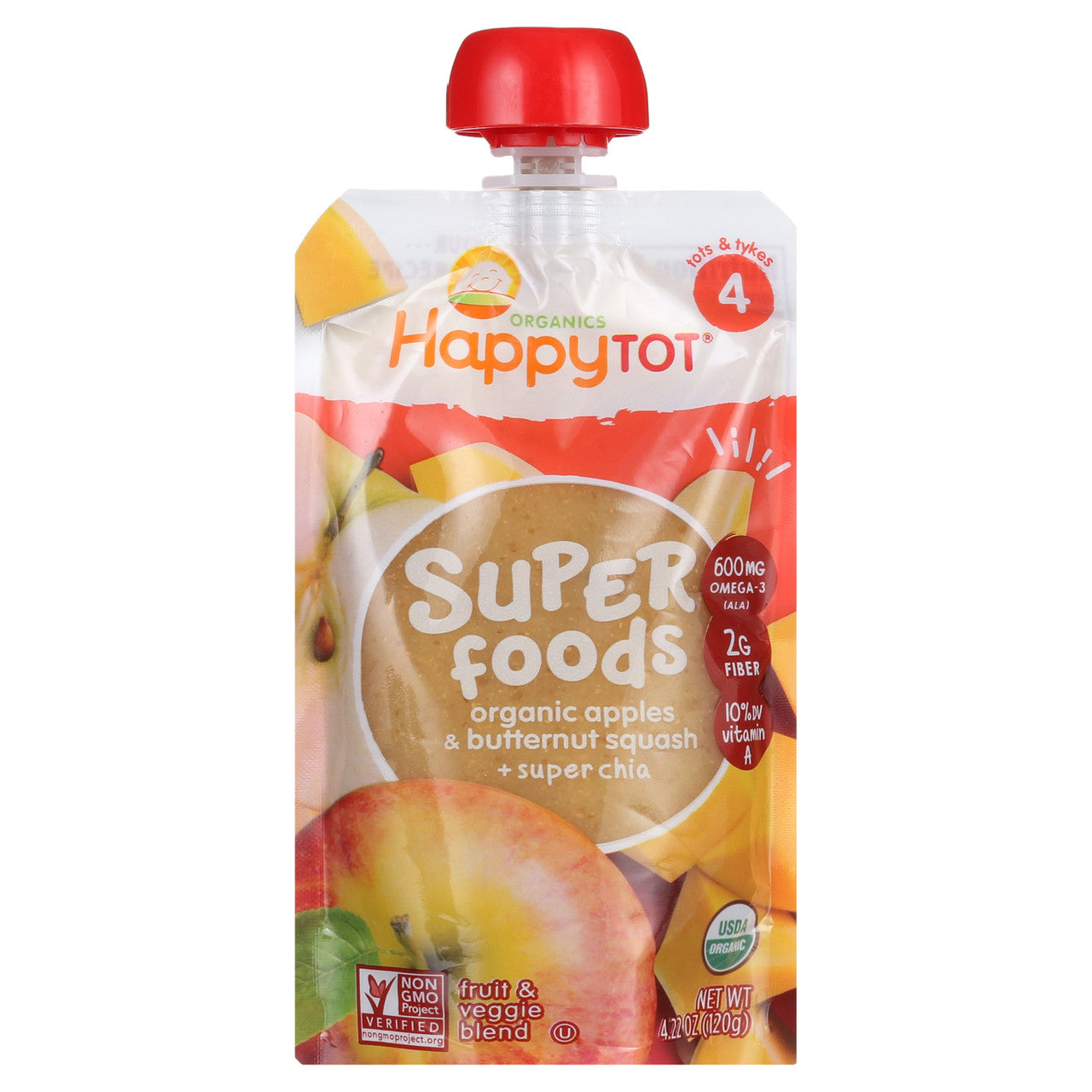 Happy Tot Organic Stage 4 Pouch Food Apple & Squash (16x4.22 Oz)-4