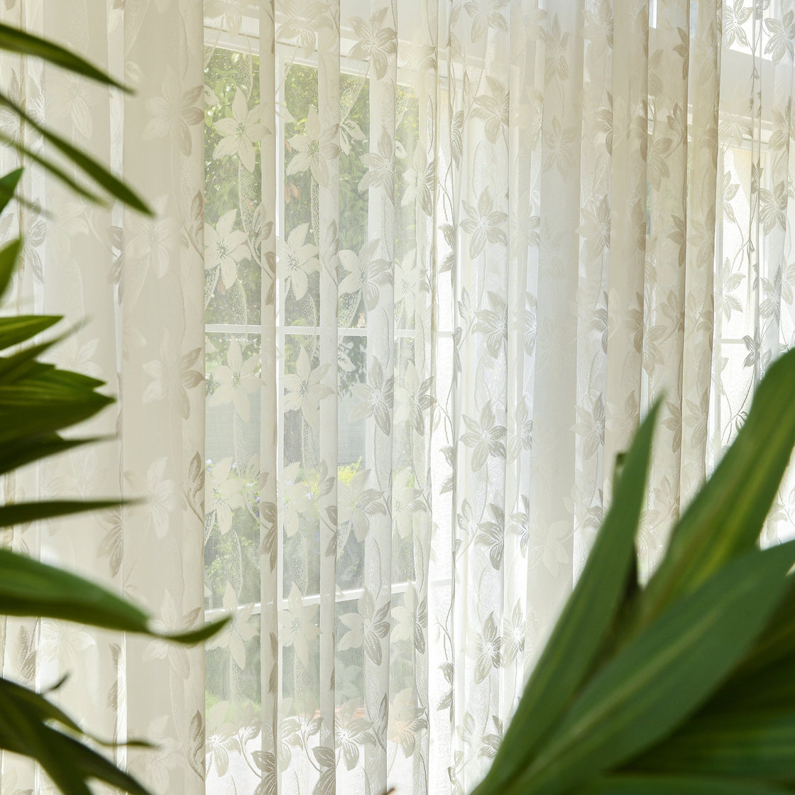 Custom Curtains: Semi-Sheer Lace Voile Curtains, Set of 2 Panels-3