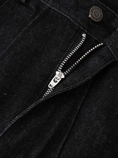 Denim Seamed Skirt-Deep Black-3