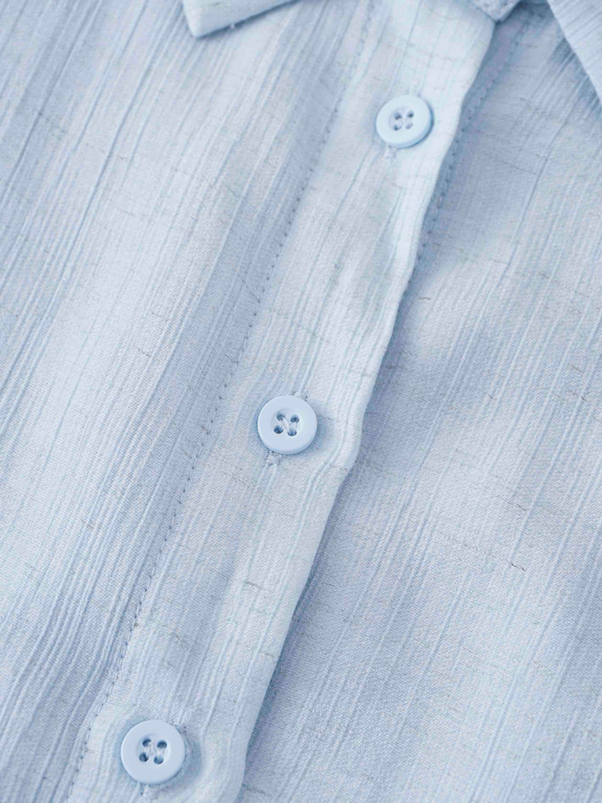 Collared A-Line Shirtdress-Soft Pleat Light Blue-4