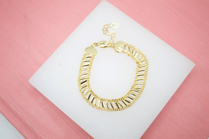 18K Gold Filled Heart Designed Chain Bracelet (I390)-0