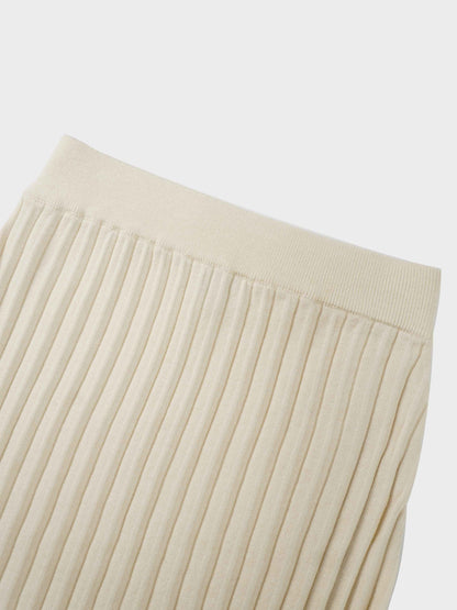 Knit Ribbed Maxi Skirt-Ivory-2