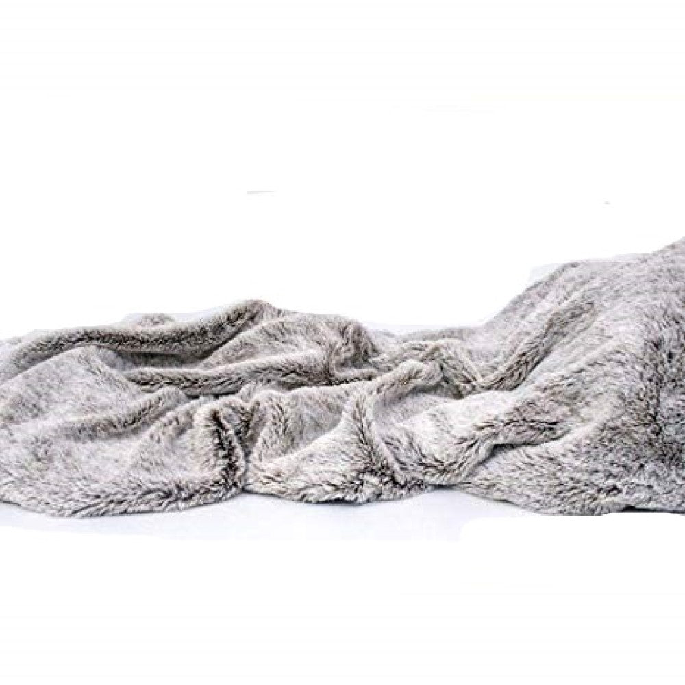 Gray Faux Fur Ombre Plush Throw-3