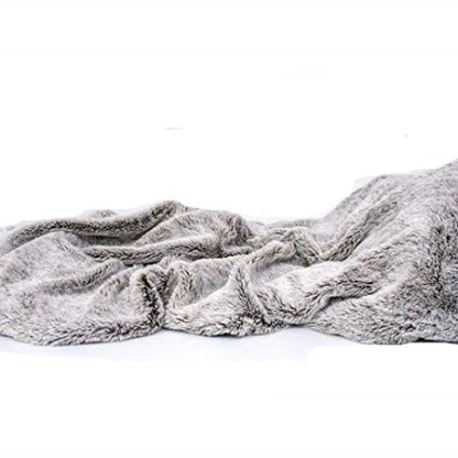 Gray Faux Fur Ombre Plush Throw-3