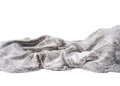 Gray Faux Fur Ombre Plush Throw-1