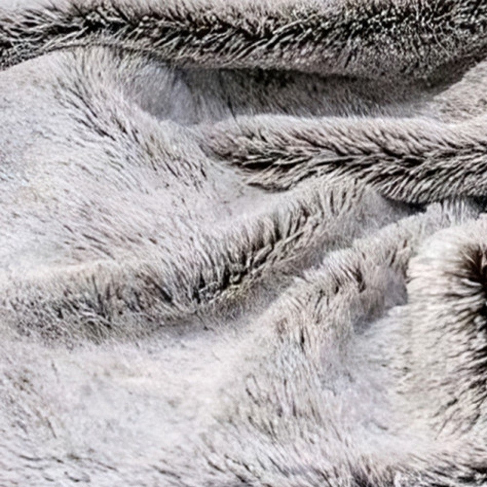 Gray Faux Fur Ombre Plush Throw-4
