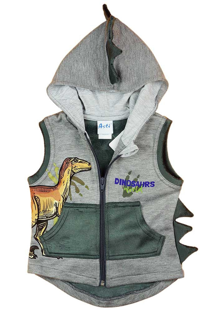 Kapucnis kisfiú mellény dinós mintával-0