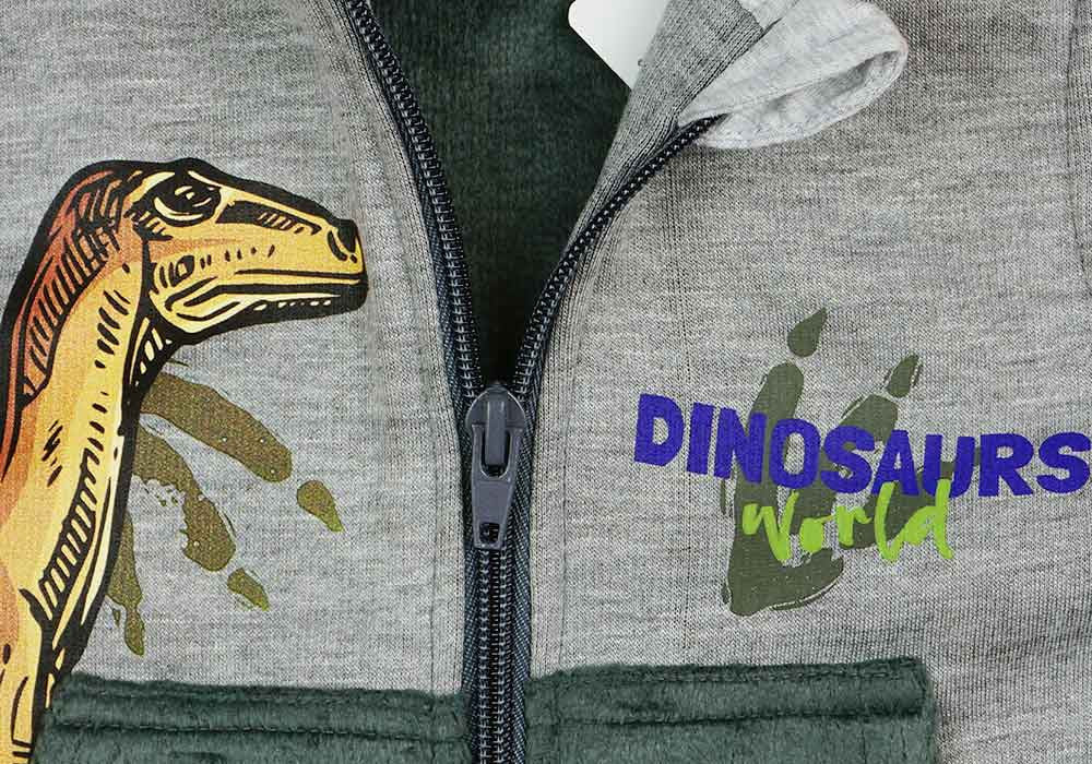 Kapucnis kisfiú mellény dinós mintával-1
