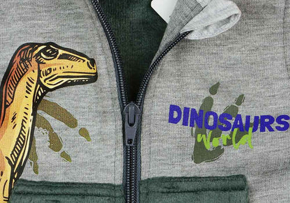 Kapucnis kisfiú mellény dinós mintával-1