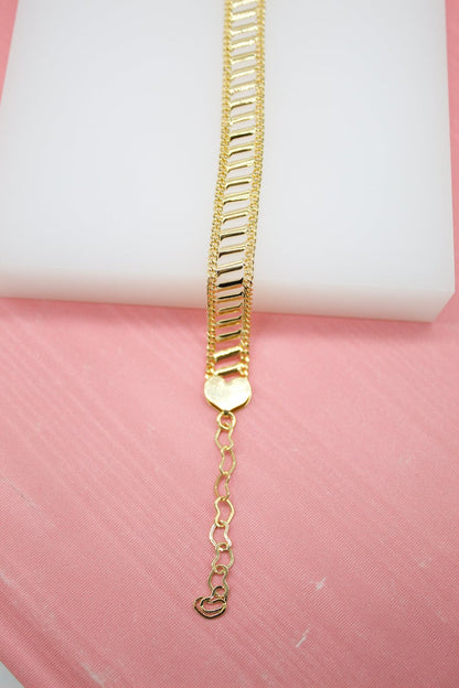 18K Gold Filled Heart Designed Chain Bracelet (I390)-2